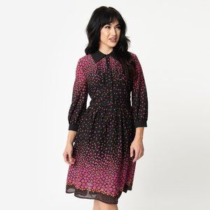 1950s Black & Purple Floral Border Meredith